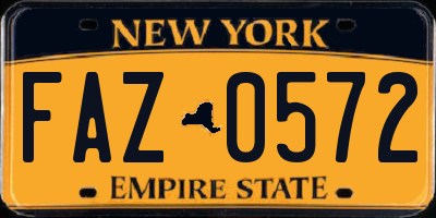 NY license plate FAZ0572