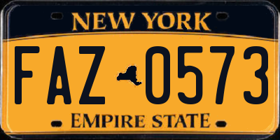 NY license plate FAZ0573