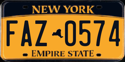 NY license plate FAZ0574