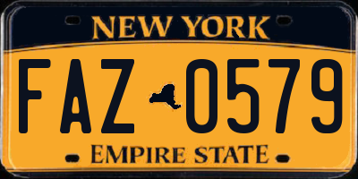 NY license plate FAZ0579