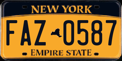 NY license plate FAZ0587