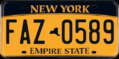 NY license plate FAZ0589