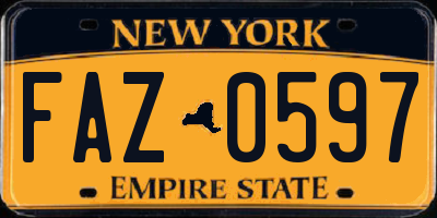 NY license plate FAZ0597