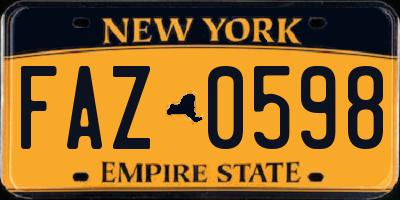 NY license plate FAZ0598