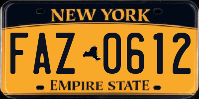 NY license plate FAZ0612
