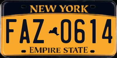 NY license plate FAZ0614