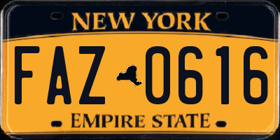 NY license plate FAZ0616