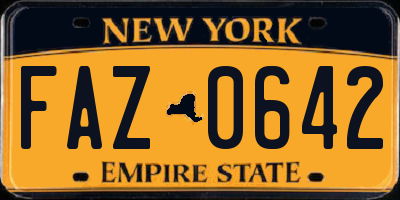 NY license plate FAZ0642