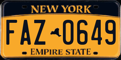 NY license plate FAZ0649