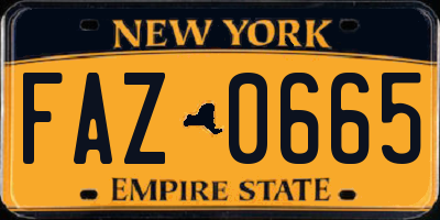 NY license plate FAZ0665