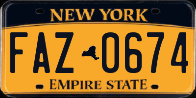 NY license plate FAZ0674