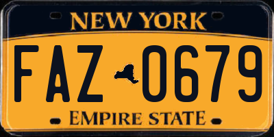 NY license plate FAZ0679