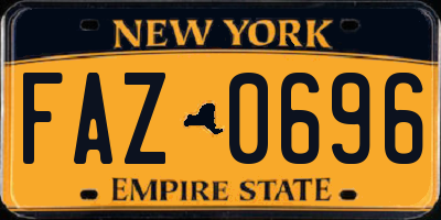 NY license plate FAZ0696