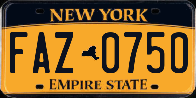 NY license plate FAZ0750
