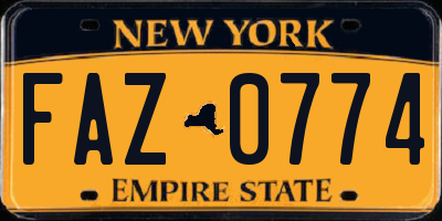 NY license plate FAZ0774