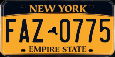 NY license plate FAZ0775
