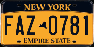NY license plate FAZ0781