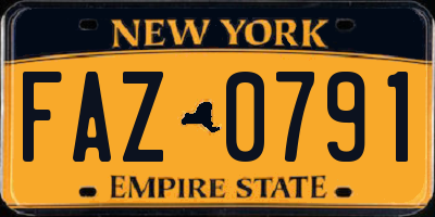 NY license plate FAZ0791
