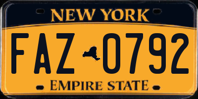 NY license plate FAZ0792