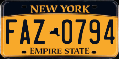 NY license plate FAZ0794