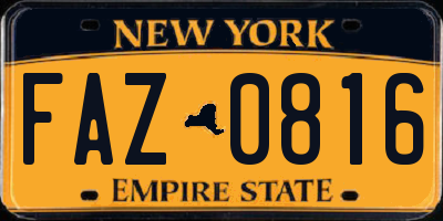 NY license plate FAZ0816