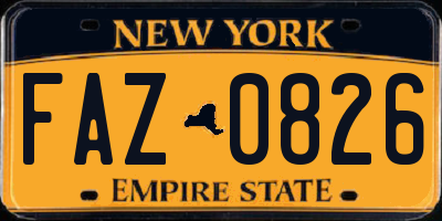 NY license plate FAZ0826