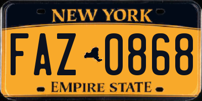 NY license plate FAZ0868