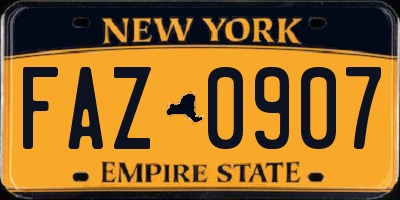 NY license plate FAZ0907