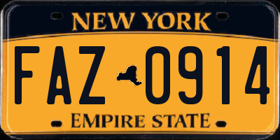 NY license plate FAZ0914