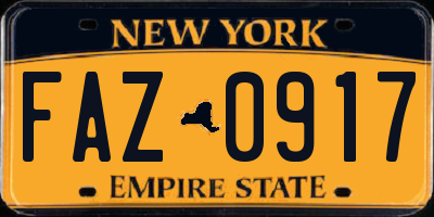 NY license plate FAZ0917
