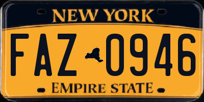 NY license plate FAZ0946