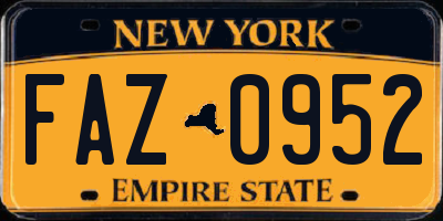 NY license plate FAZ0952