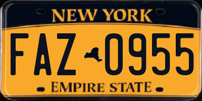 NY license plate FAZ0955