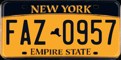 NY license plate FAZ0957