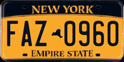 NY license plate FAZ0960