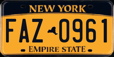 NY license plate FAZ0961