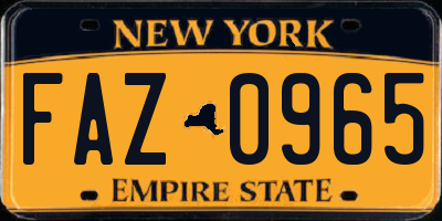 NY license plate FAZ0965
