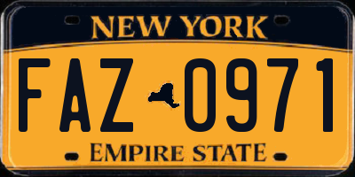 NY license plate FAZ0971