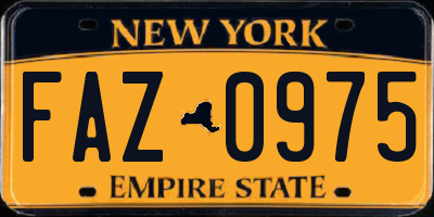 NY license plate FAZ0975