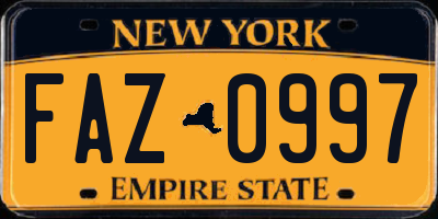 NY license plate FAZ0997