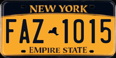 NY license plate FAZ1015