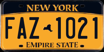 NY license plate FAZ1021