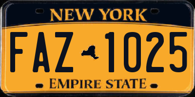 NY license plate FAZ1025