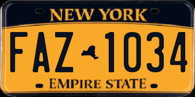 NY license plate FAZ1034