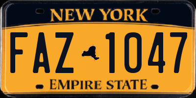 NY license plate FAZ1047