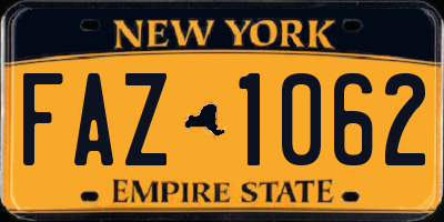 NY license plate FAZ1062