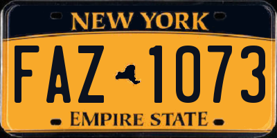 NY license plate FAZ1073
