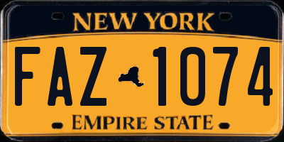 NY license plate FAZ1074