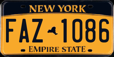 NY license plate FAZ1086