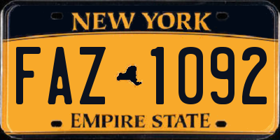 NY license plate FAZ1092